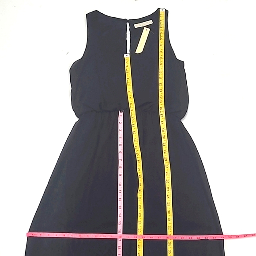 Malloy Maxi Dress Evening Sheer Flowy Skirt Solid Mini Lining Keyhole Back NWT - Picture 9 of 17